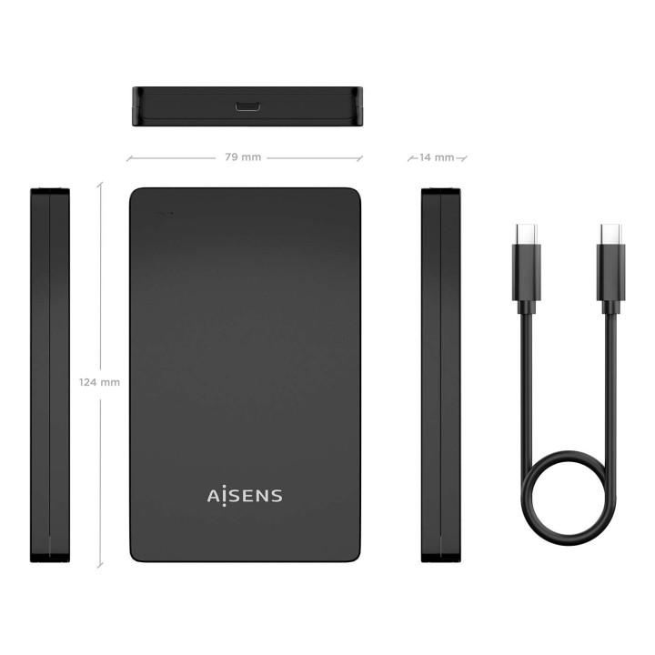Caja Externa AISENS 2.5" SATA USB-C Negra (ASE-2542B)