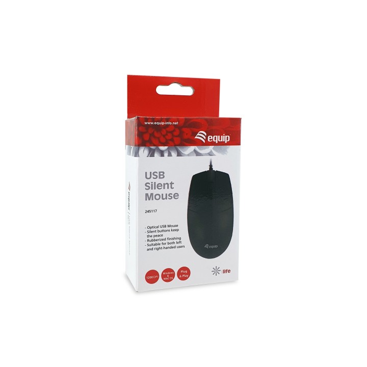 Ratón EQUIP Silent USB-A 1200dpi Negro (EQ245117)