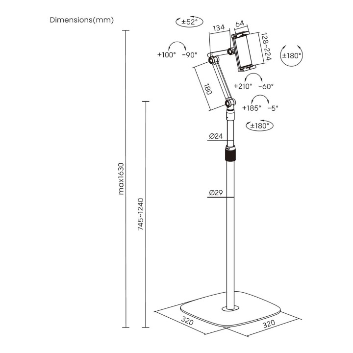 Soporte Suelo AISENS para Tablet 4.7"-12.9" (MSF3P-301)