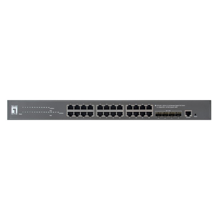 Switch LevelOne 24xRJ45 GbE 4xSFP+ PoE+ 400W (GTP-2871)