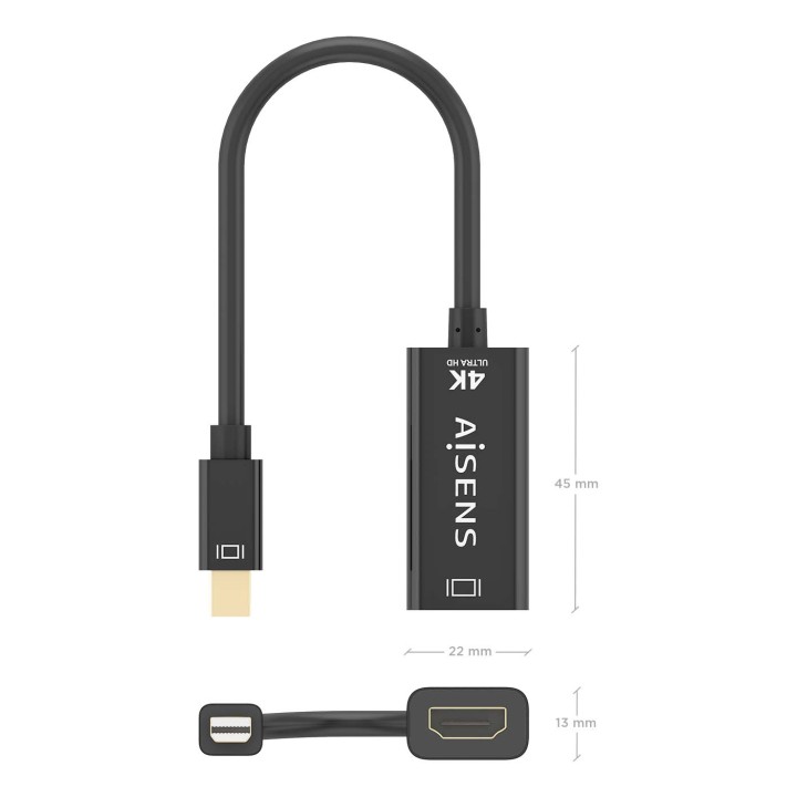 Cable AISENS Mini DP/M a HDMI/H 15cm Negro (A125-0904)