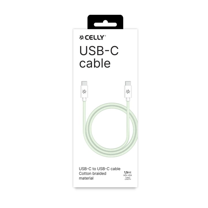 Cable CELLY USB-C a USB-C PD 60W Negro (USBCUSBCCOTTGN)