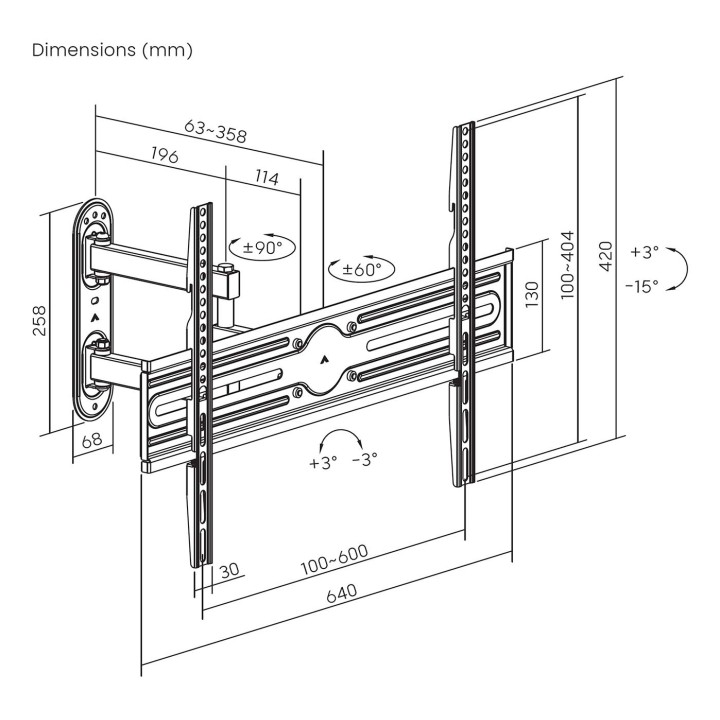 Soporte Pared AISENS 37-70" Gira/Incl/Niv(WT70TSLE-323)