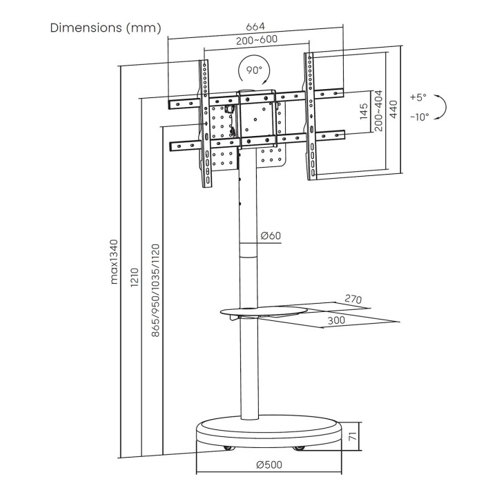 Soporte Suelo AISENS con ruedas 37"-86" (FT86TRE-303)