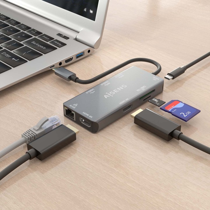 Dock AISENS USB-C a HDMI/USB/PD Gris (ASUC-6P018-GR)