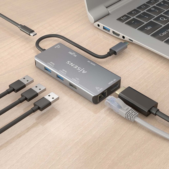 Dock AISENS USB-C a HDMI/USB/PD Gris (ASUC-6P018-GR)