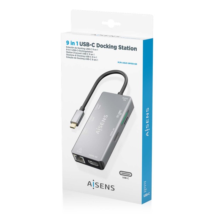 Dock AISENS USB-C a HDMI/USB/PD Gris (ASUC-6P018-GR)