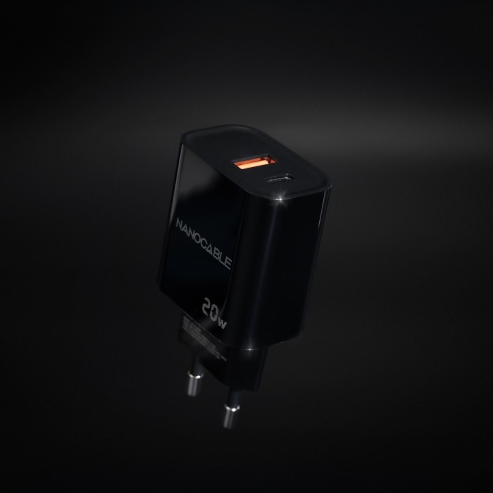 Cargador de Pared Nanocable USB-A/C Negro (10.10.2008)