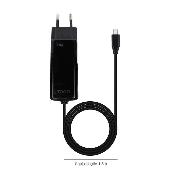Cargador TooQ USB-C 100W Negro (TQLC-USBCGAN100PD-C)