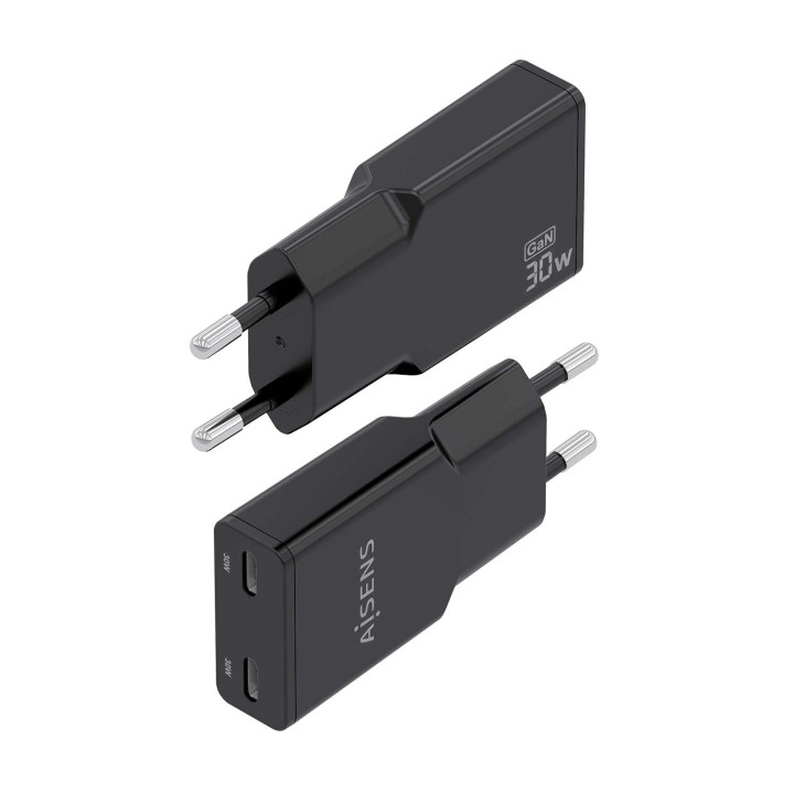 Cargador Pared AISENS 2USB-C 30W Negr(ASCH-30W2P049-BK)