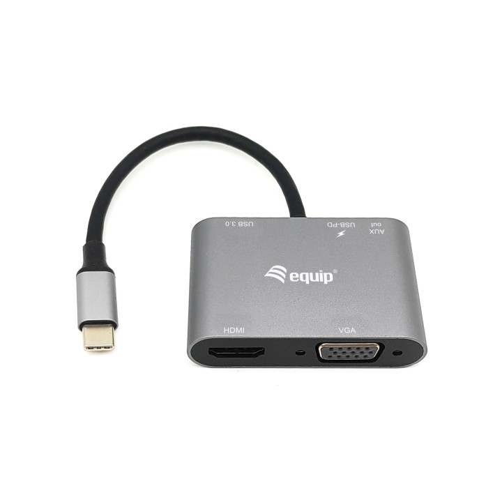 Adaptador EQUIP 5en1 USB-C Negro (EQ133483)