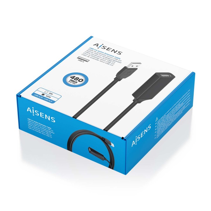 Cable AISENS USB/M a USB /H 10m Negro (A101-0915)