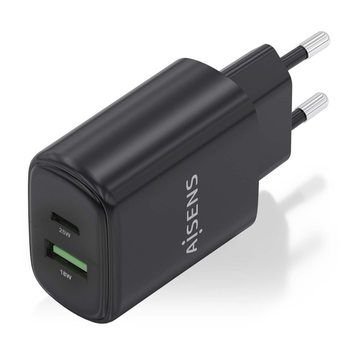 Cargador Pared AISENS Usb-C Usb-A 25W Negro (A110-0912)