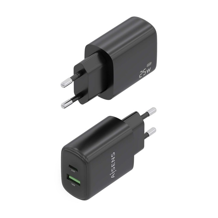 Cargador Pared AISENS Usb-C Usb-A 25W Negro (A110-0912)