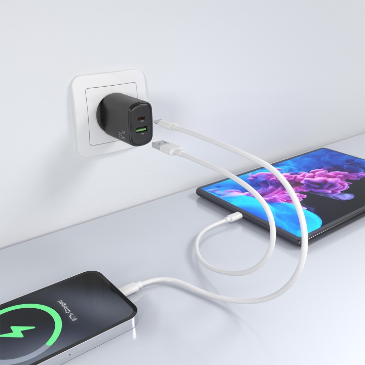 Cargador Pared AISENS Usb-C Usb-A 25W Negro (A110-0912)