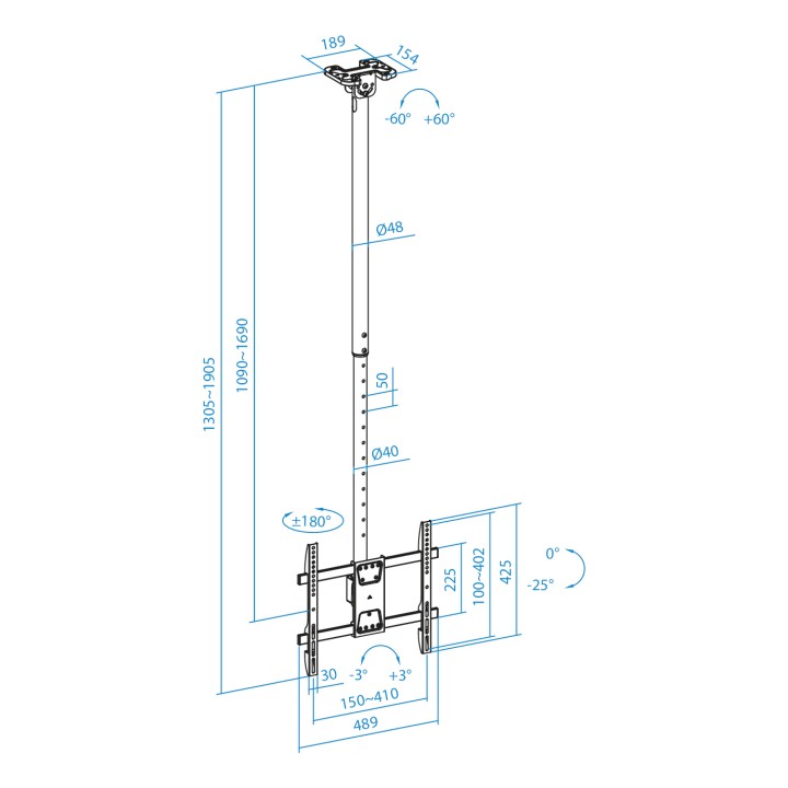 Soporte Techo TOOQ 32"-75" Gira/Inc.(LPCE1175TSLI-XL-B)