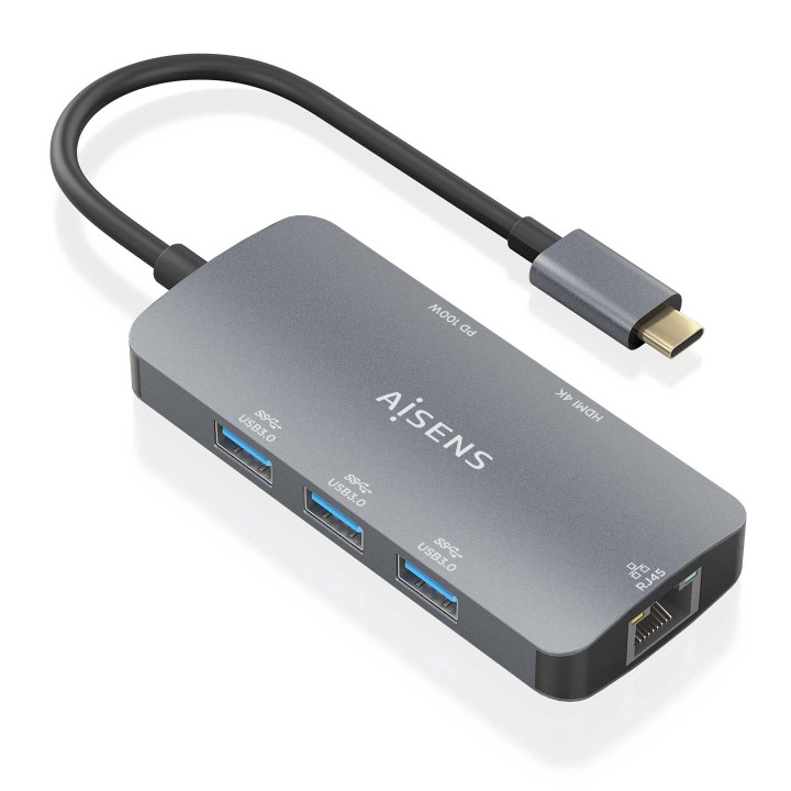 Dock AISENS USB-C a HDMI/USB/PD Gris (ASUC-6P019-GR)