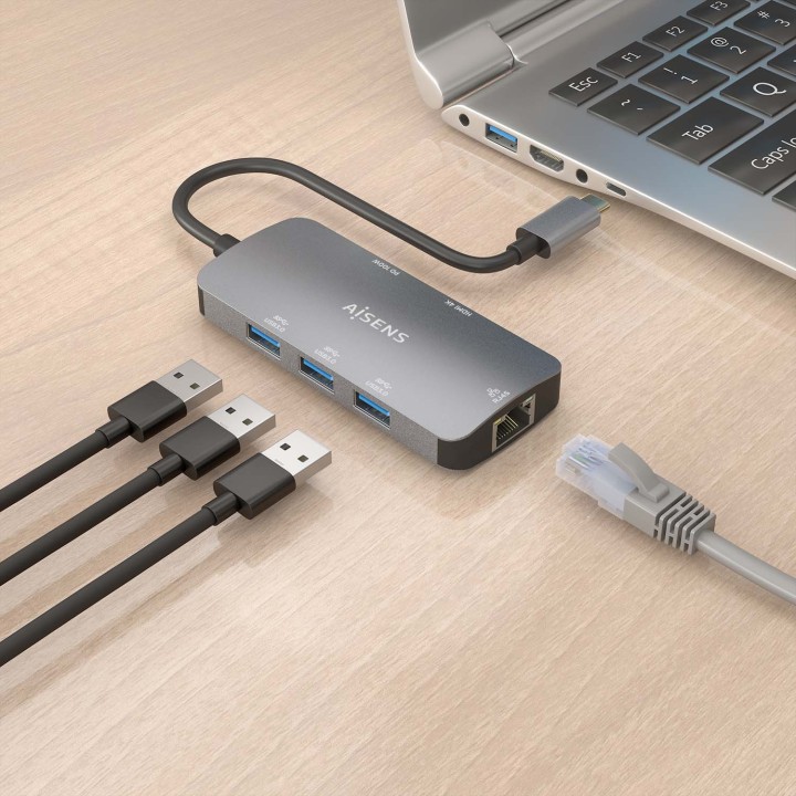 Dock AISENS USB-C a HDMI/USB/PD Gris (ASUC-6P019-GR)