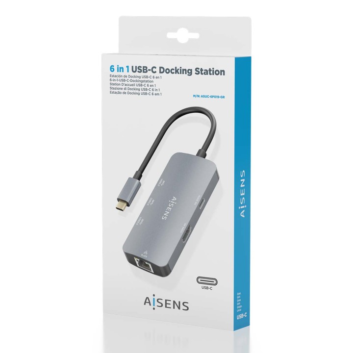 Dock AISENS USB-C a HDMI/USB/PD Gris (ASUC-6P019-GR)