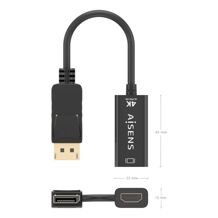 Conversor AISENS DP/M a HDMI/H 15cm Negro (A125-0905)