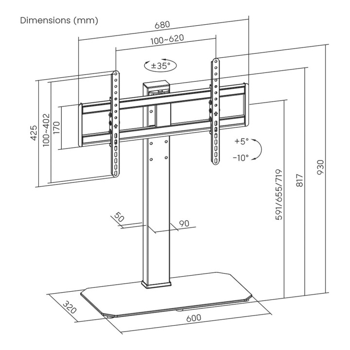 Soporte Mesa AISENS 43"-86" ECO Gira/incl. (DT86TS-291)
