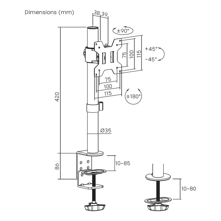 Soporte de Mesa AISENS Gira/Incl 17"-32" (DT32TSR-275)