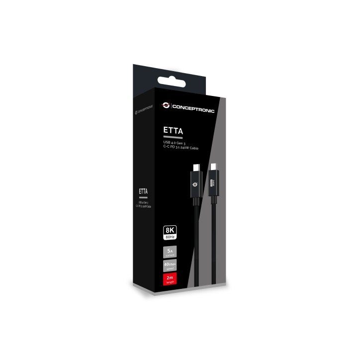 Cable CONCEPTRONIC USB-C M/M 240W 2m Negro (ETTA04B20)