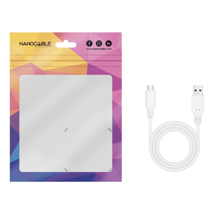Nanocable USB-C/M a USB-A/M 3m Blanco (10.01.2103-W)