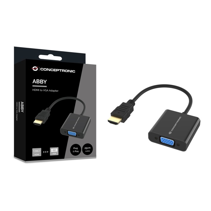 Adaptador CONCEPTRONIC HDMI a VGA 1080p 60Hz (ABBY20B)