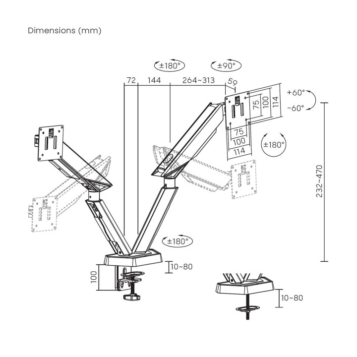 Soporte de Mesa AISENS 17"-38" 2 Brazos (DT38TSR-345)