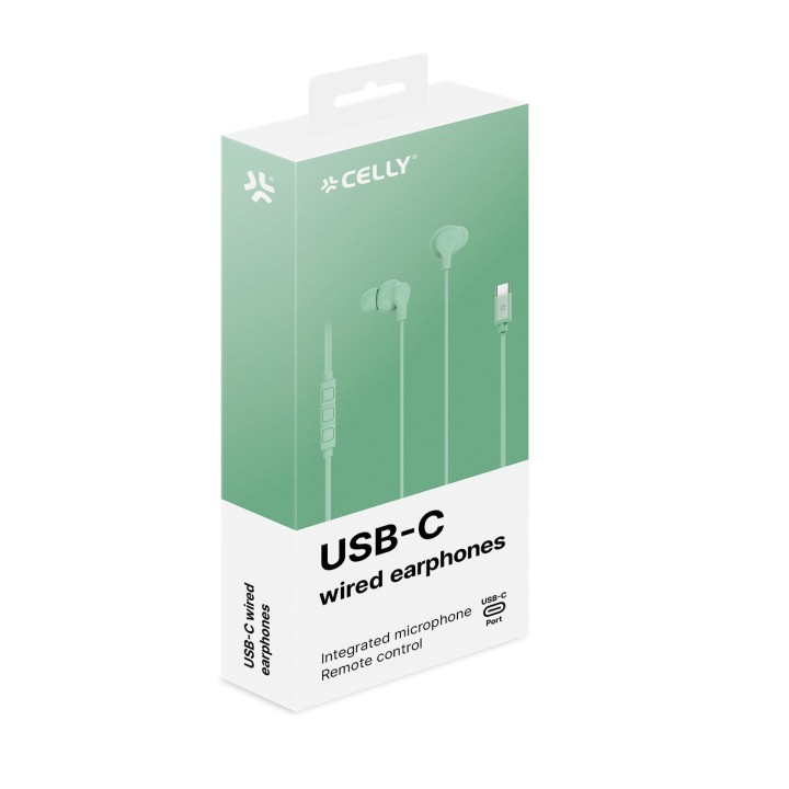 Auriculares CELLY Earphones USB-C Verde (UP1600TYPECGN)