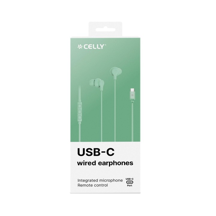 Auriculares CELLY Earphones USB-C Verde (UP1600TYPECGN)