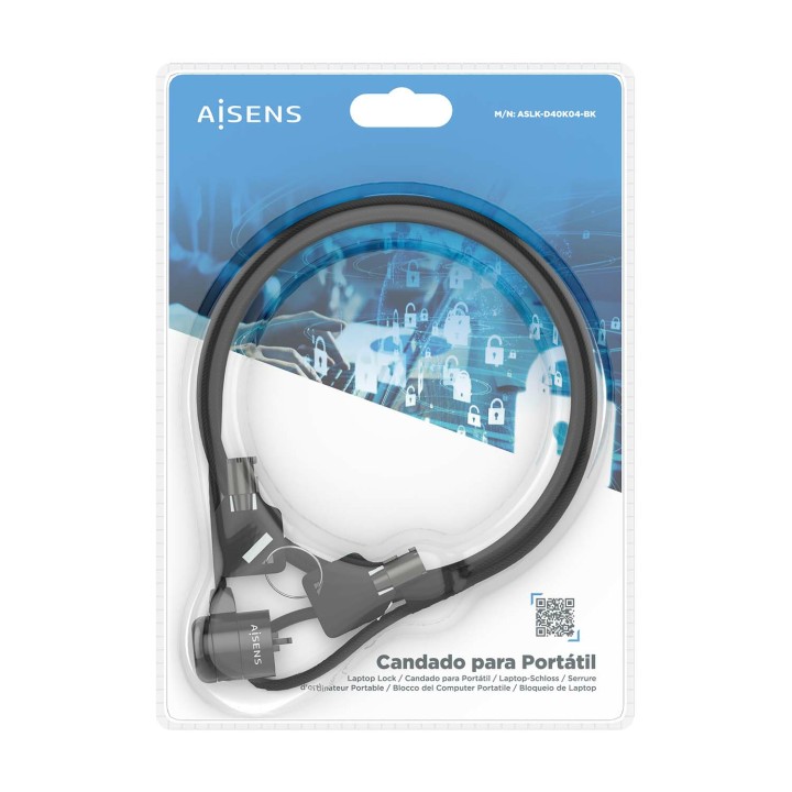 Cable Seguridad AISENS 2 llaves 1.5m (ASLK-D40K04-BK)