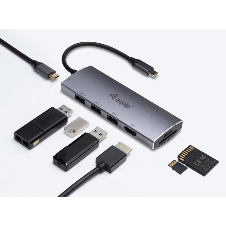 Docking EQUIP USB-C a USB-A/HDMI 100W Plata (EQ133482)