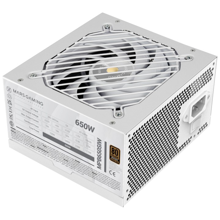 Fuente Mars Gaming 650W ATX 80+Bronze Blanca(MPB650SIW)