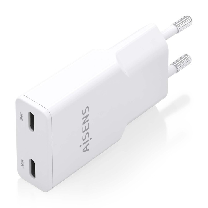 Cargador Pared AISENS USB-C 30W Blanco(ASCH-30W2P048-W)