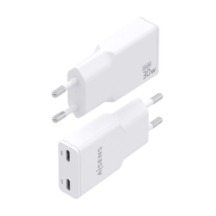 Cargador Pared AISENS USB-C 30W Blanco(ASCH-30W2P048-W)