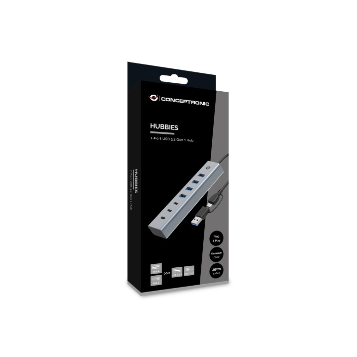 Hub CONCEPTRONIC USB-C 3.0 7p Gris (HUBBIES20G)