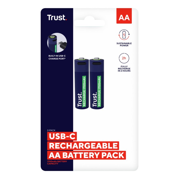 Pilas Trust Recargables AA 2 Unidades (25584)