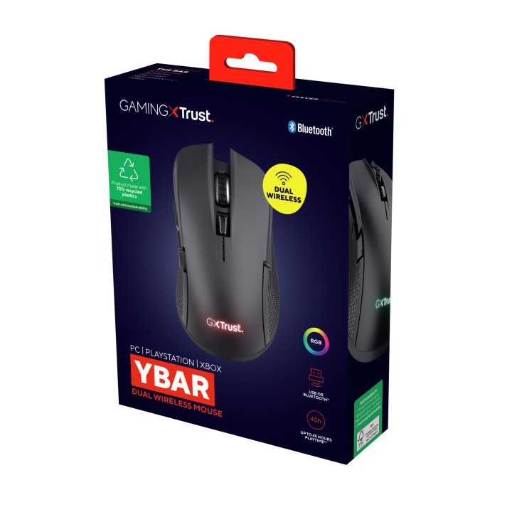 Ratón Gaming Trust GXT 931 Ybar Láser BT Negro (25330)