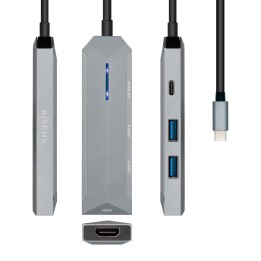 Adaptador AISENS 4en1 USB-C 15cm Gris (ASUC-4P002-GR)