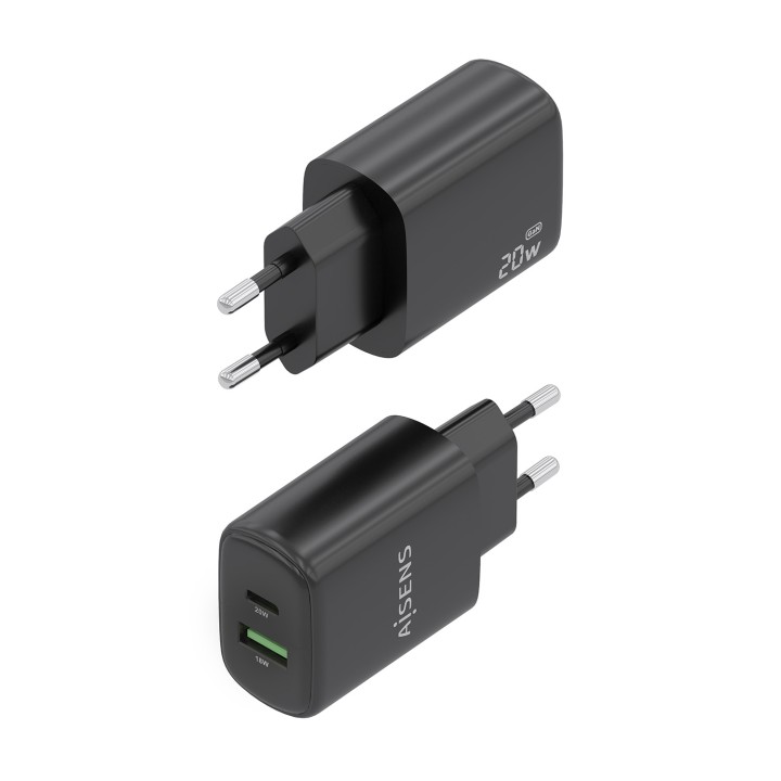 Cargador Pared AISENS Usb-A/Usb-C 20w Negro (A110-0910)