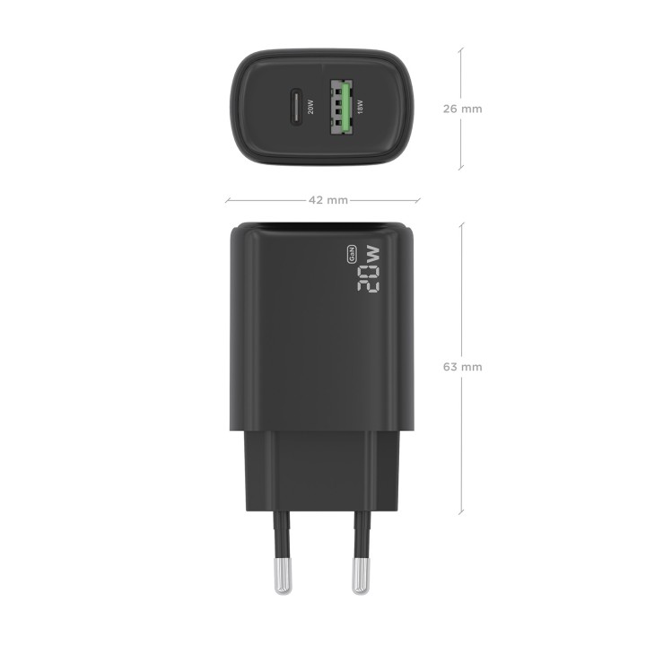 Cargador Pared AISENS Usb-A/Usb-C 20w Negro (A110-0910)