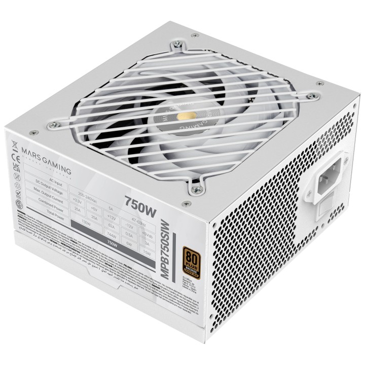 Fuente Mars Gaming 750W ATX 80+Bronze Blanca(MPB750SIW)