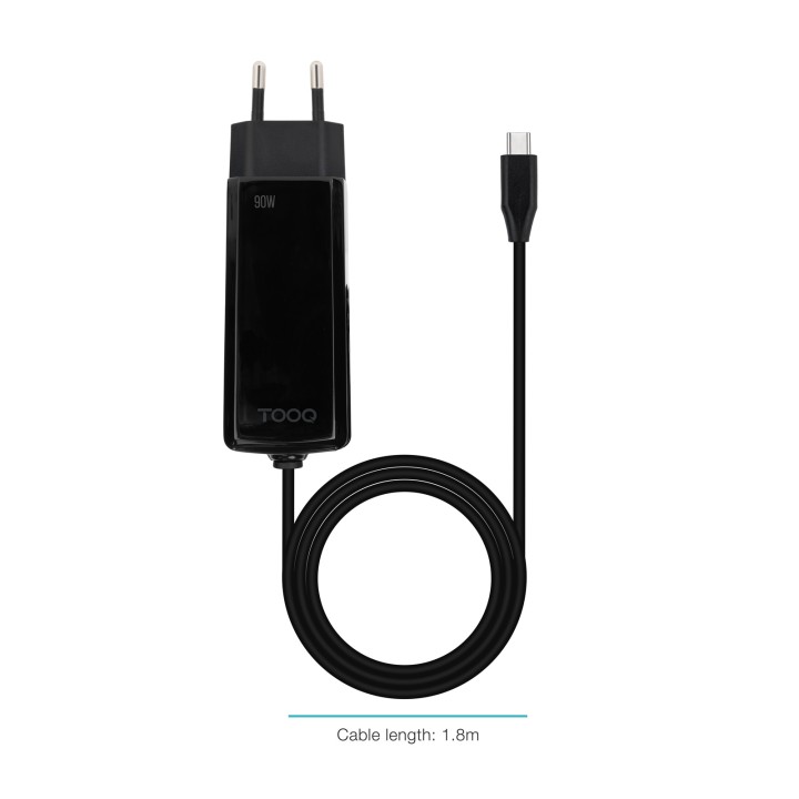 Cargador TooQ USB-C PD 90W Negro (TQLC-USBCGAN90PD-C)
