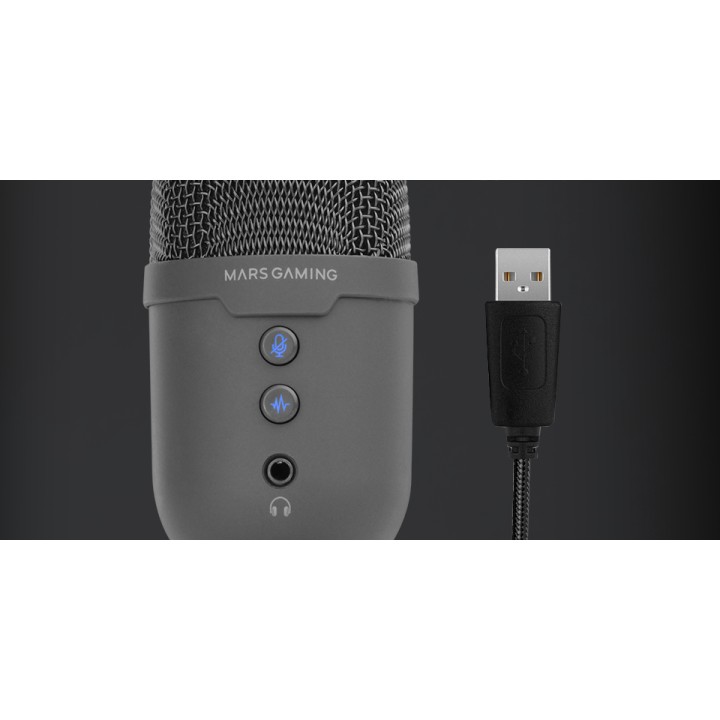 Micrófono Mars Gaming ARGB 3.5mm USB Negro (MMICCX)