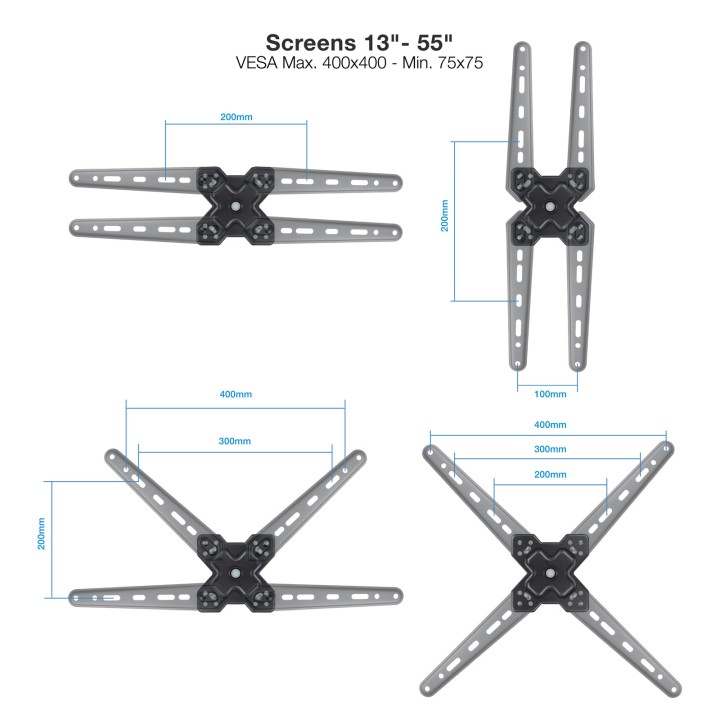 Soporte Pared TOOQ 13"-55" Gira/Incl Negro (LP1355TN-B)