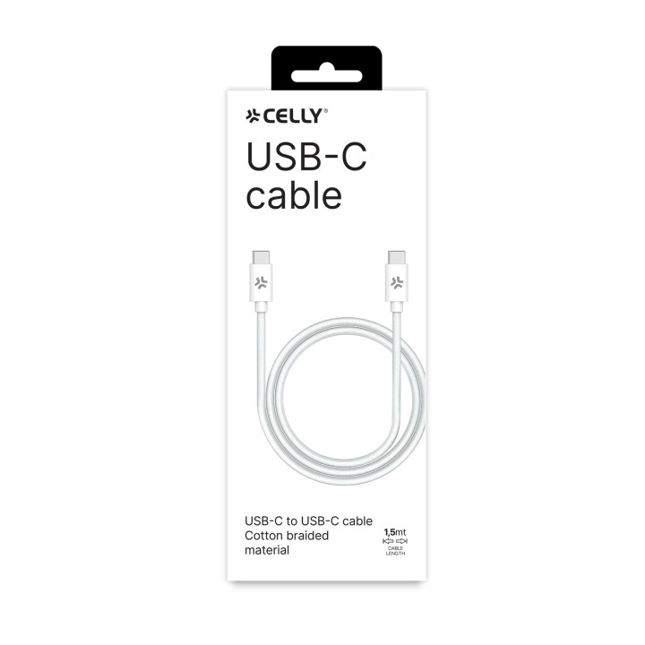 Cable CELLY USB-C a USB-C 1.5m Blanco (USBCUSBCCOTTWH)