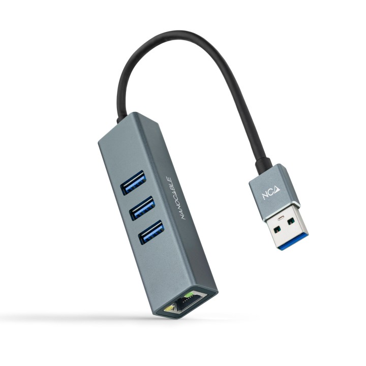 Adaptador Nanocable USB-A a 3xUSB-A/RJ45 (10.03.0407)