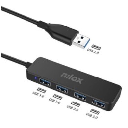 Hub NILOX USB-A 3.0 a 4xUSB-A 3.0 Negro (NXHUB402)